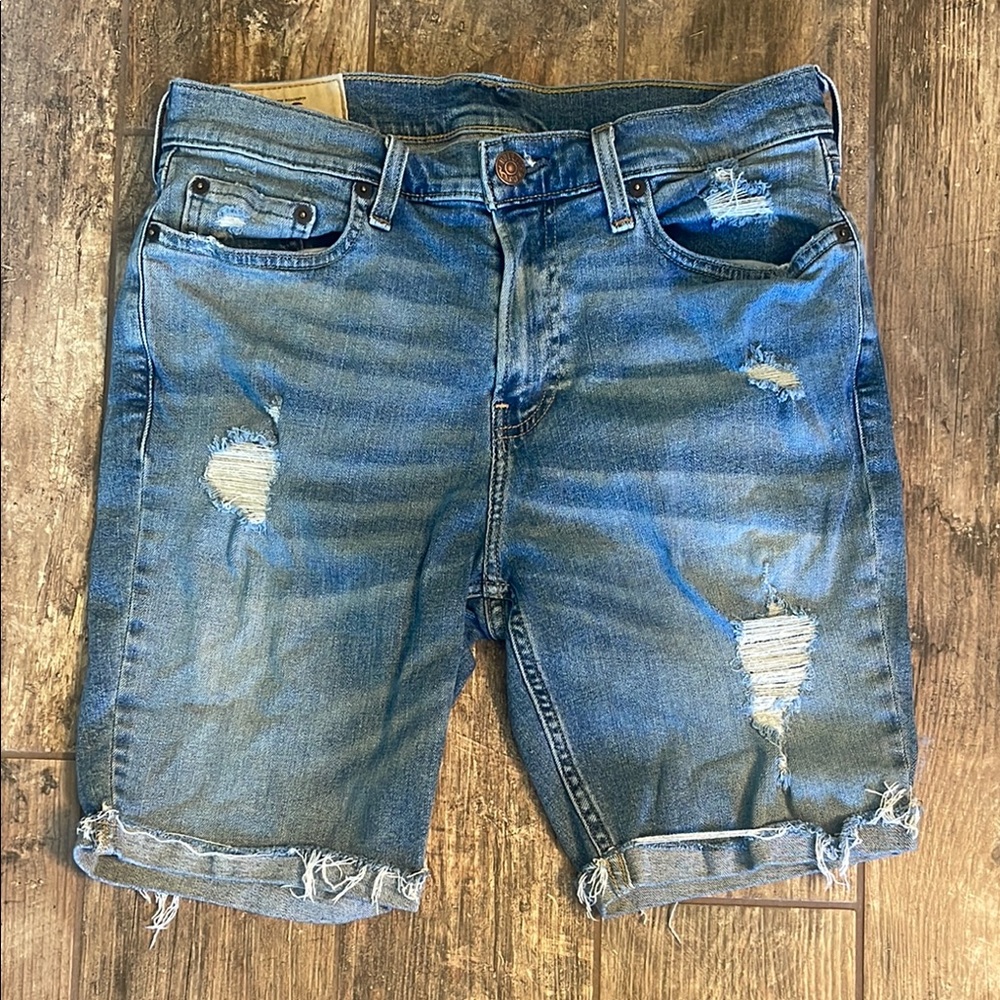 Hollister Blue Distressed Jean Shorts